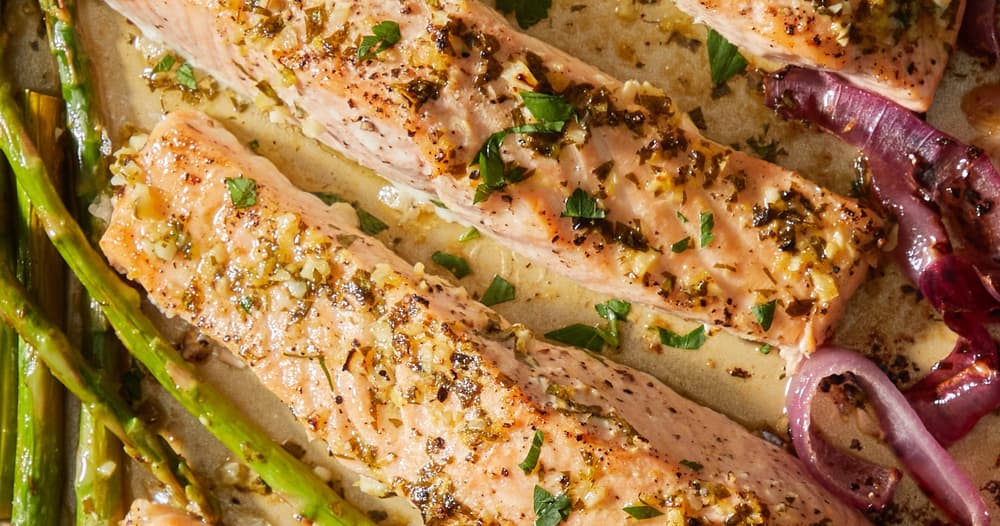 Sheet Pan Garlic Butter Salmon with Asparagus