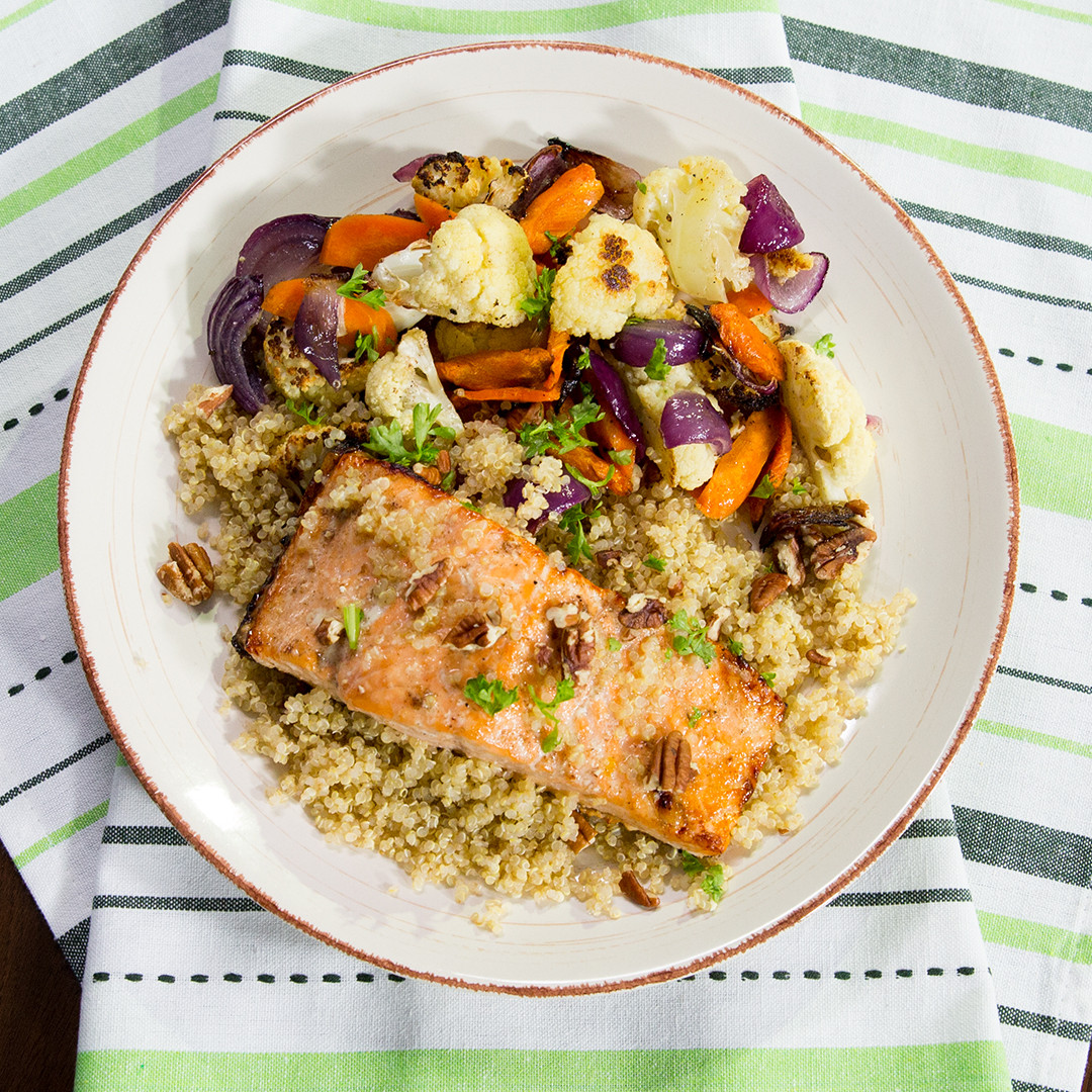 Citrus-Glazed Salmon with Quinoa and Roasted Vegetables