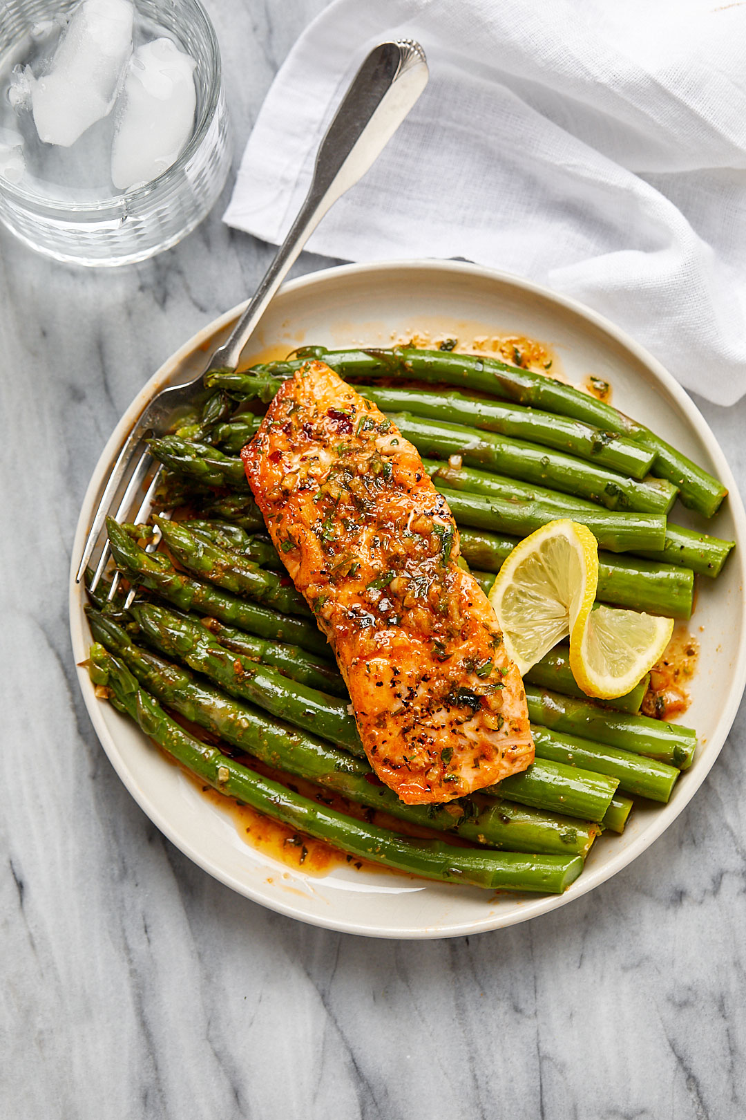 Dill-Glazed Salmon with Lemon and Asparagus
