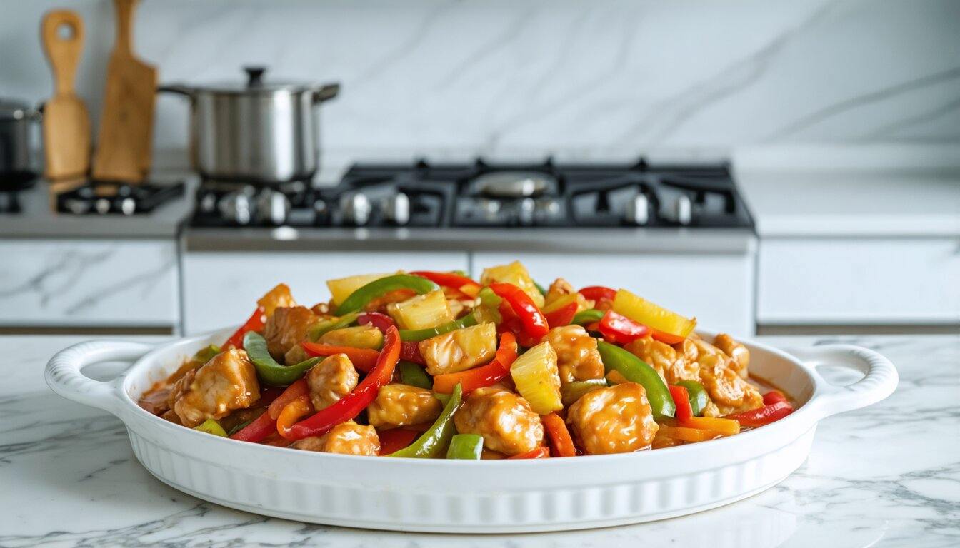 Sheet Pan Sweet and Sour Chicken with Pineapple and Bell Peppers