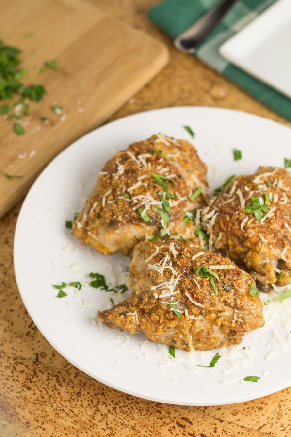 Almond Parmesan Crusted Chicken Thighs