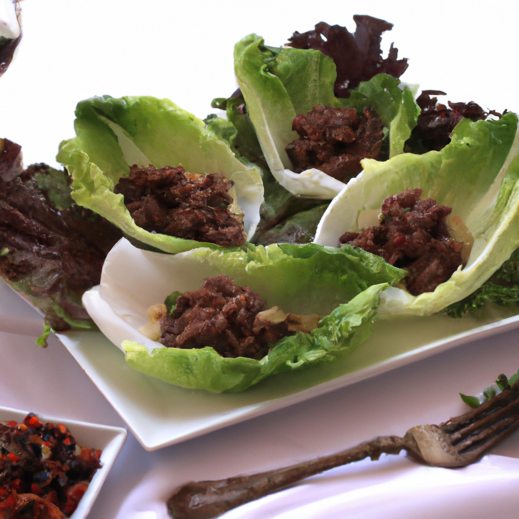 Beef and Cucumber Lettuce Cups with Basil-Infused Olive Oil
