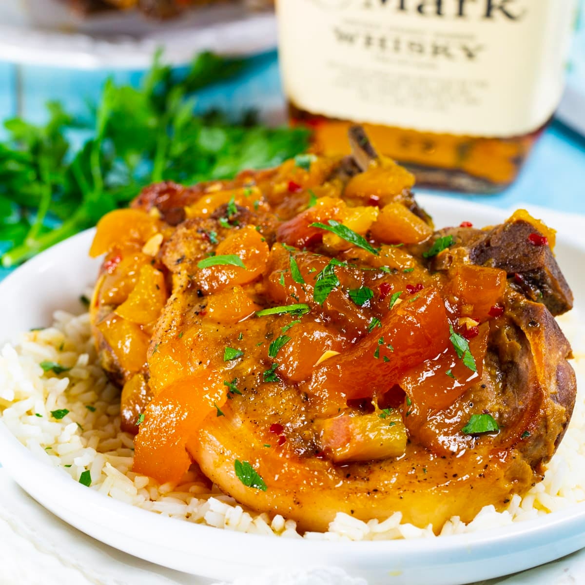 Bourbon-Barbecued Pork Shoulder with Charred Peach