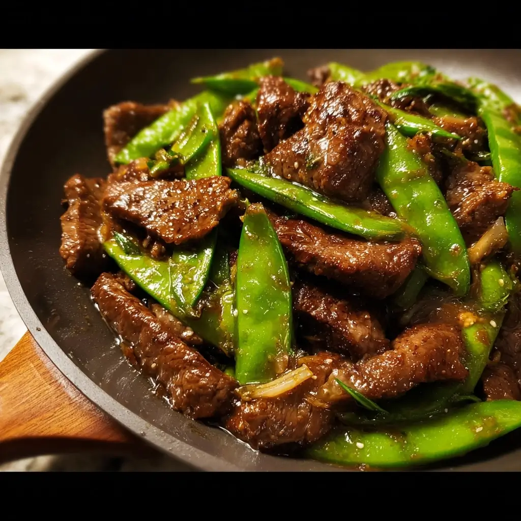 Stir-Fried Ginger and Garlic Beef with Snap Peas and Carrots