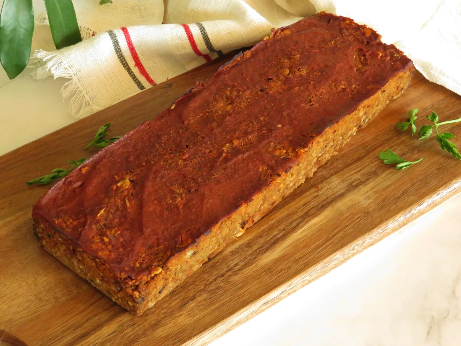 Lentil-Walnut Loaf with Tomato Glaze