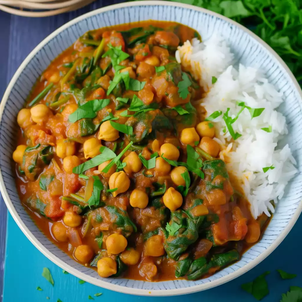 Punjabi-Spiced Chickpea Curry with Spinach