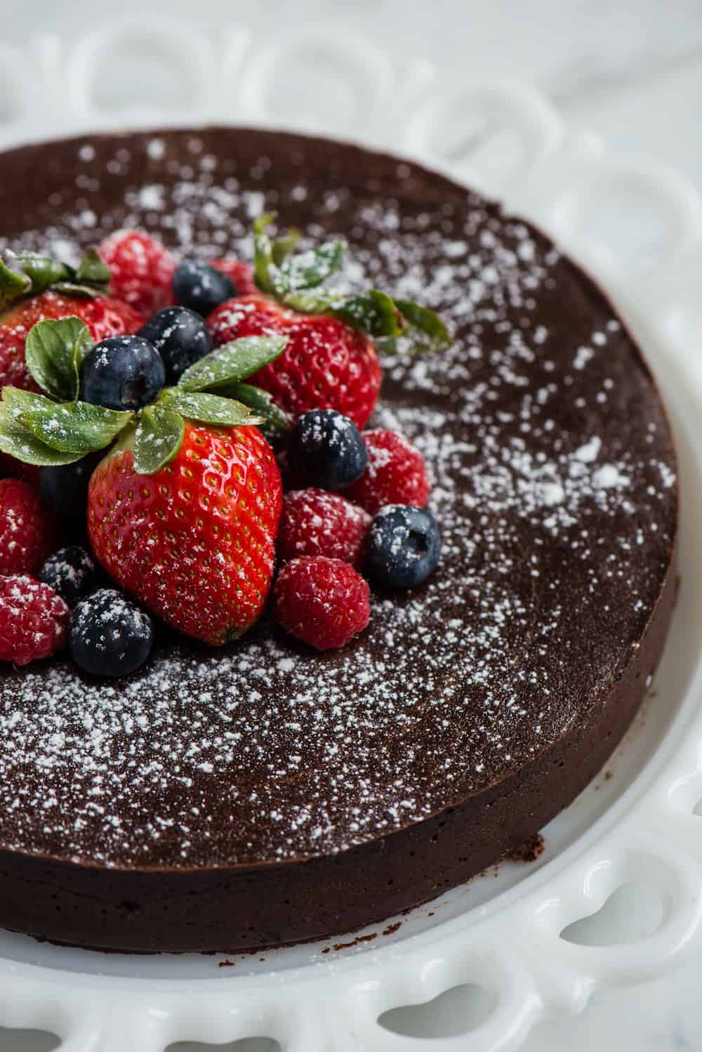 Rich Chocolate Flourless Cake with Fresh Berries