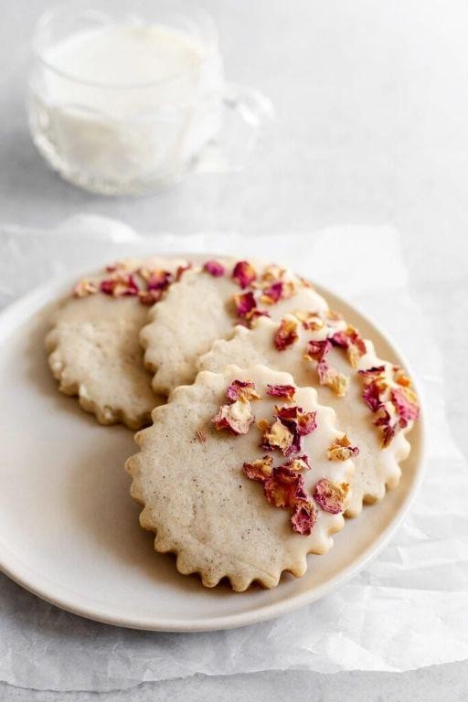 Baked Rose Petal Lemon Shortbread