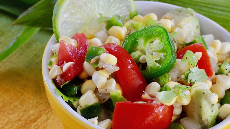 Palmetto Peach and Corn Salad with Lime Vinaigrette