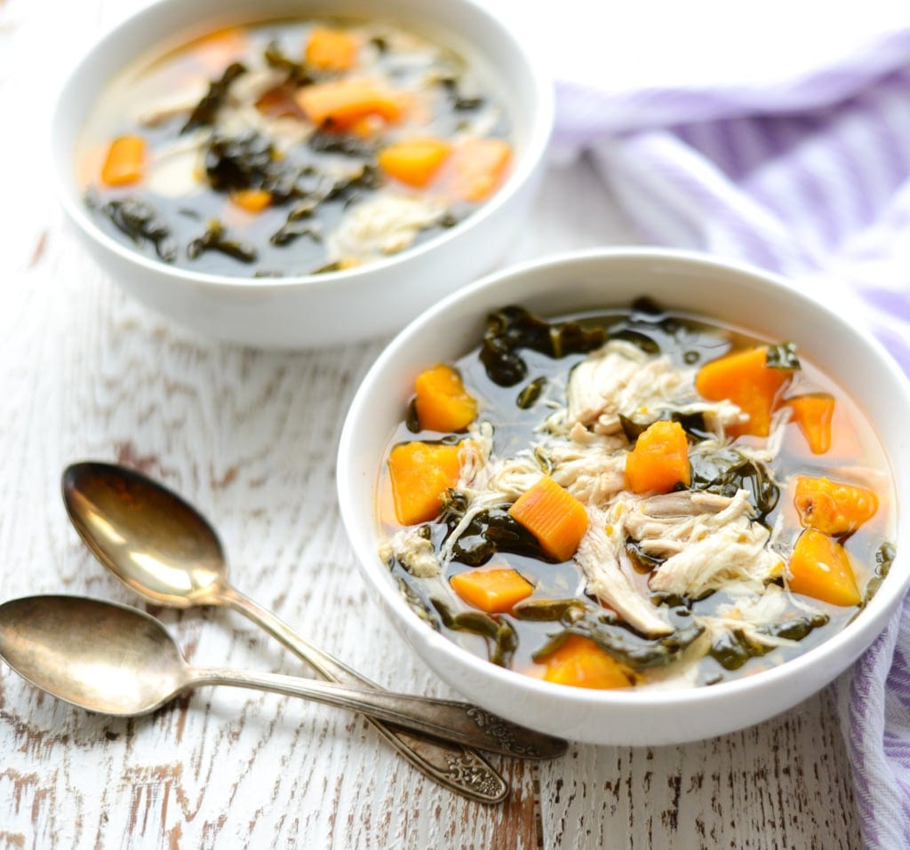 One-Pot Chicken, Sweet Potato, and Kale Stew