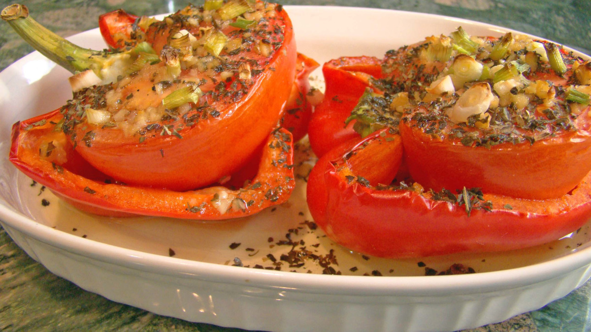 Mushroom and Tomato Stuffed Bell Peppers
