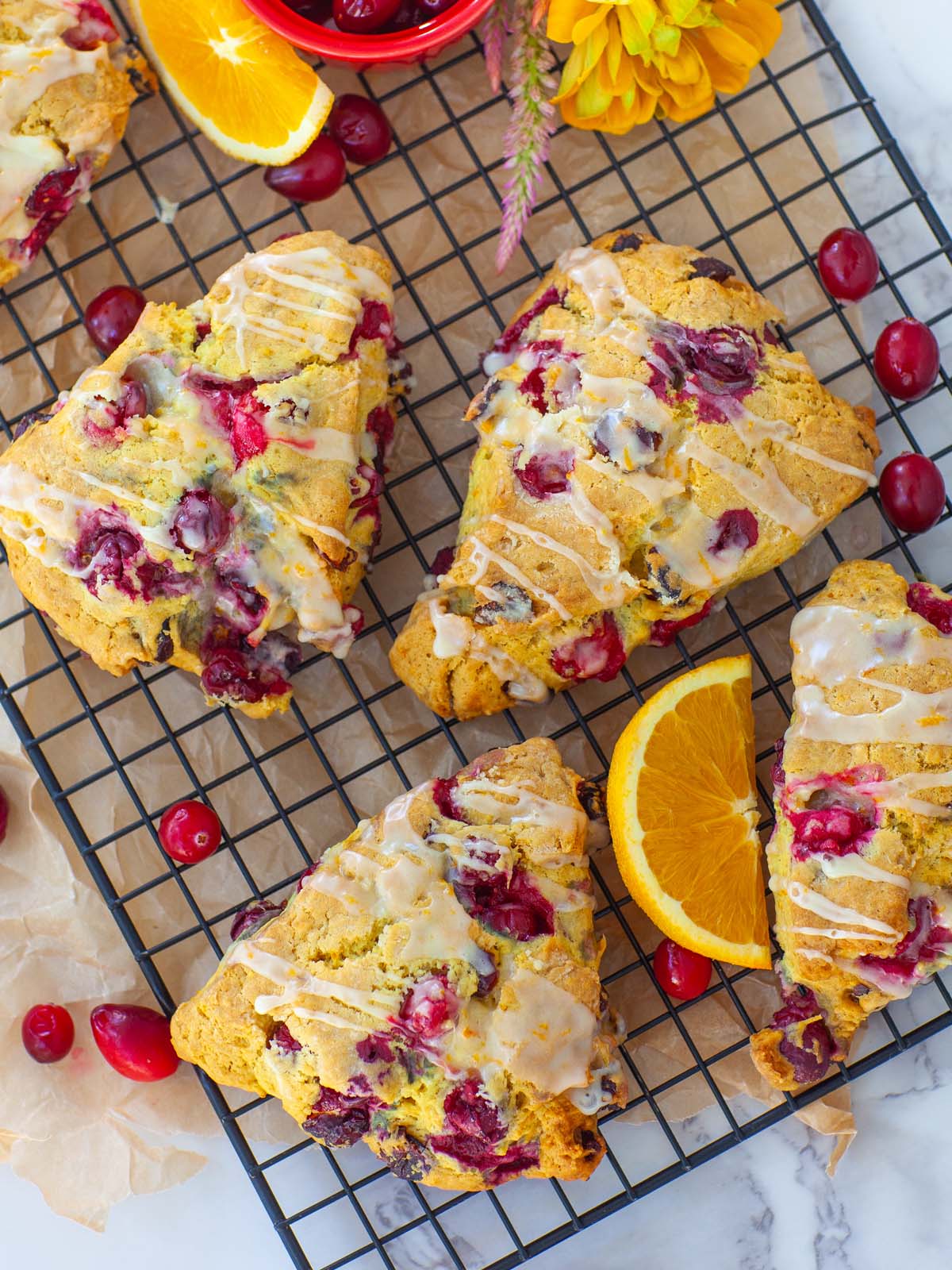 Evergreen Sprig & Cranberry Scones with Orange Zest