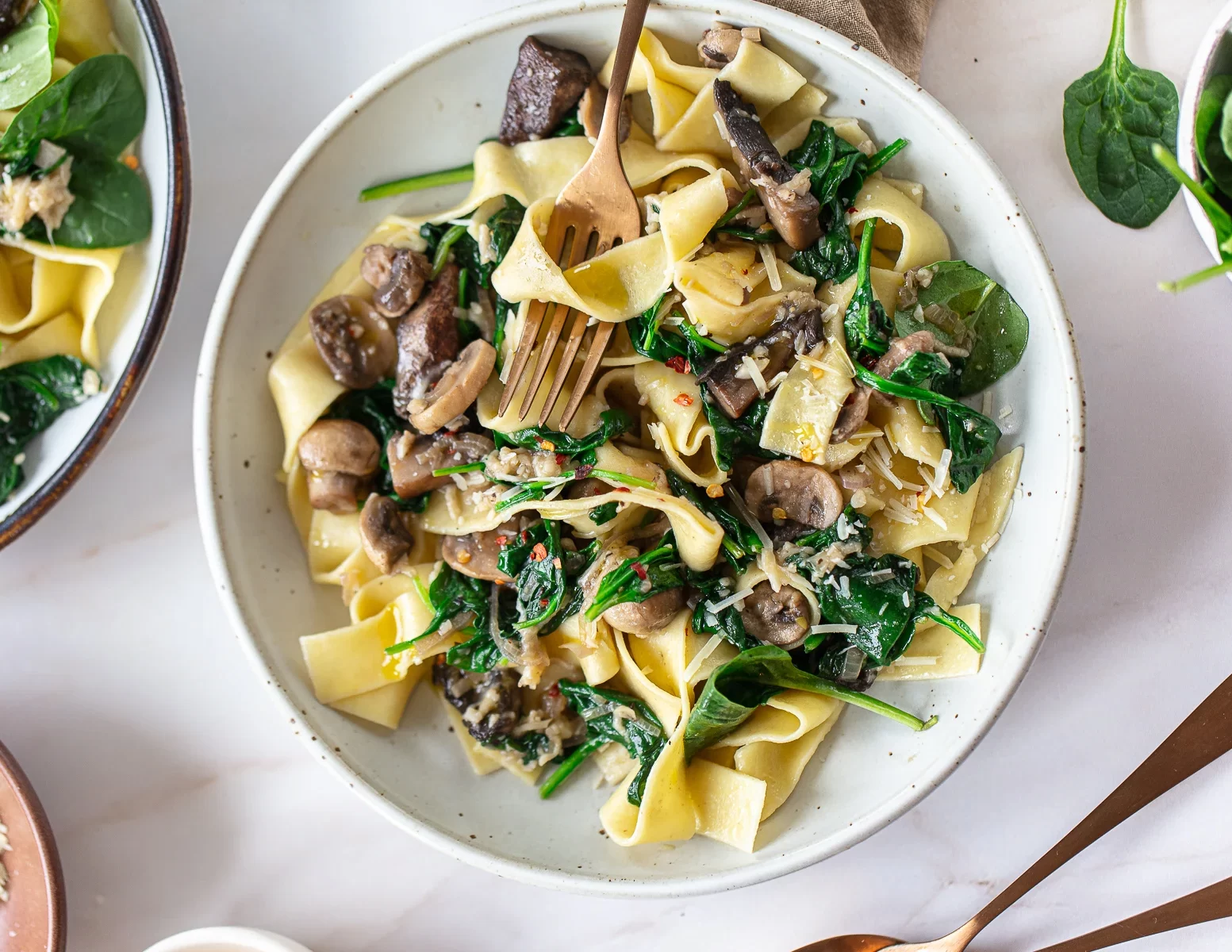 Sautéed Mushroom and Spinach Pasta with Lemon