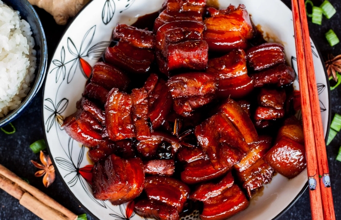Slow-Braised Pork Belly with Plum Sauce
