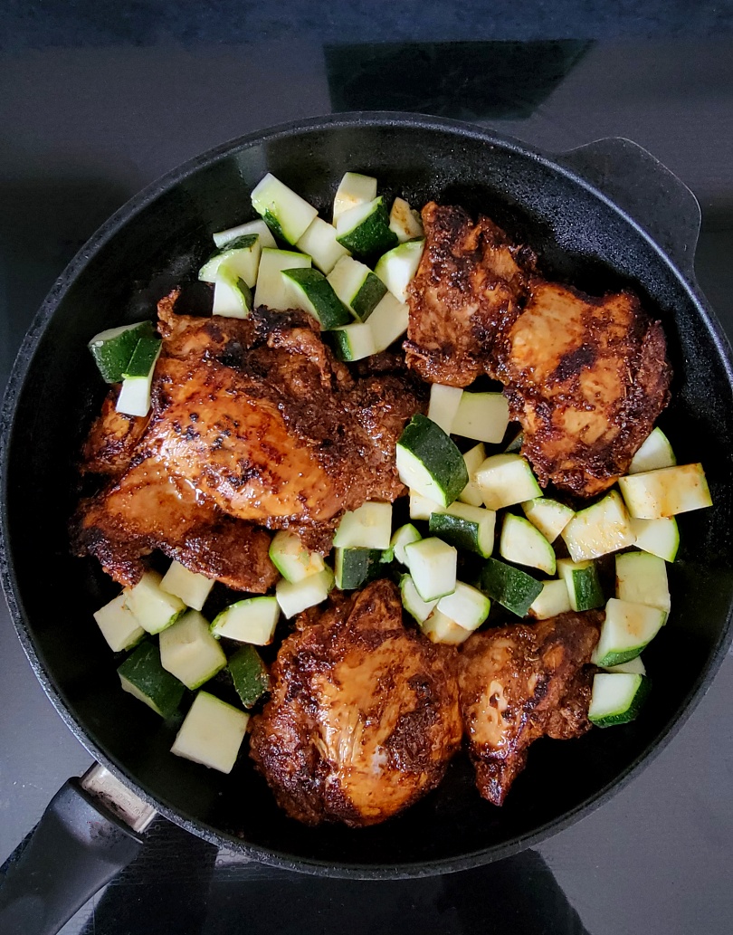 Harissa-Roasted Chicken Thighs with Sweet Potatoes