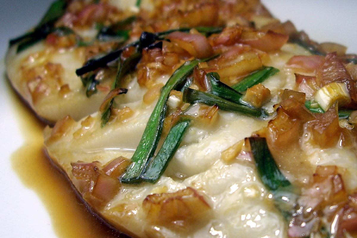 Soy-Glazed Sea Bass with Ginger and Scallions