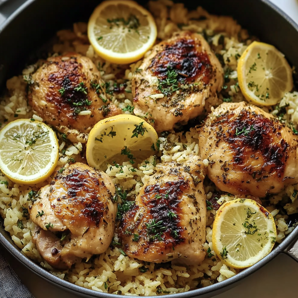 One-Pot Lemon Chicken and Rice with Peas