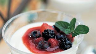 Summer Snowflake Panna Cotta with Berry Compote