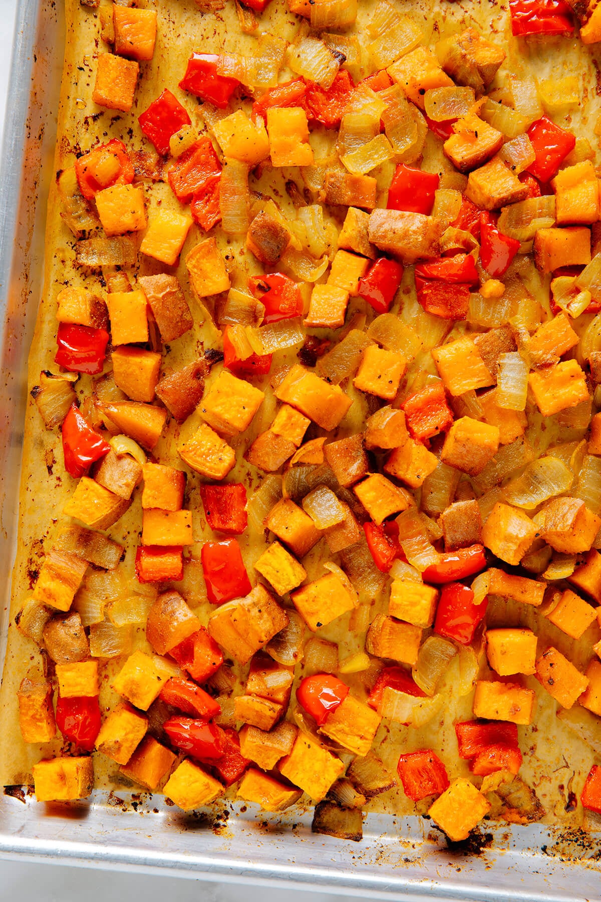 Layered Vans Shoe-Inspired Sweet Potato Hash
