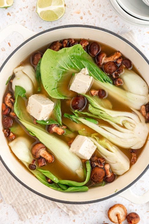 Slow-Simmered Miso-Black Bean Glazed Tofu with Bok Choy