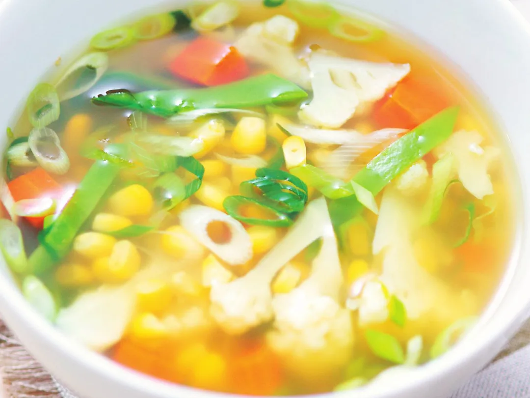 Clear Garden Vegetable Soup with Fresh Herbs