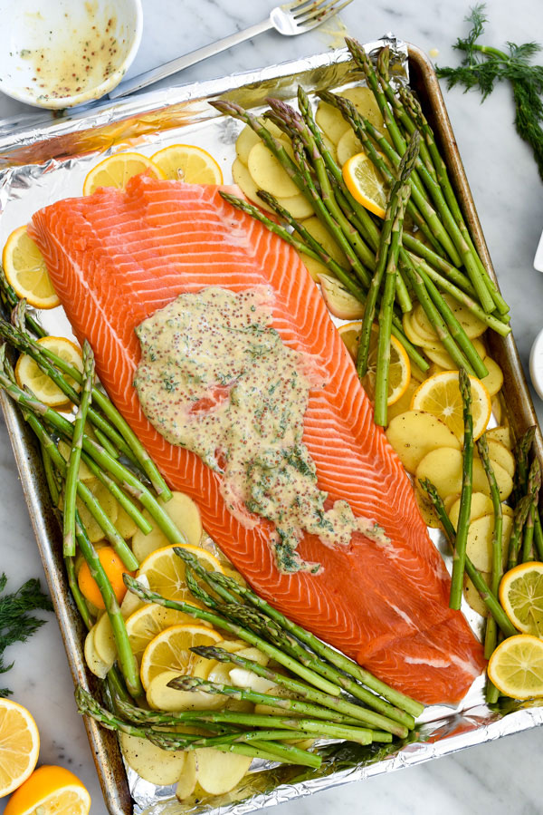 Mustard-Glazed Salmon with Roasted Zucchini