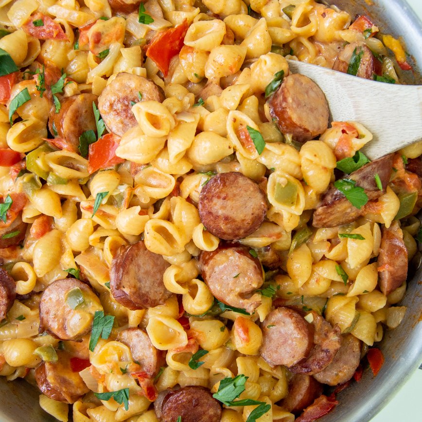 Chia Seed Chaffle with Smoked Sausage