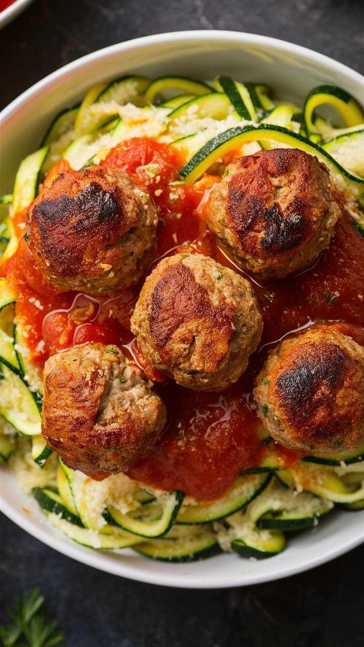 Sautéed Turkey Meatballs with Zucchini Noodles