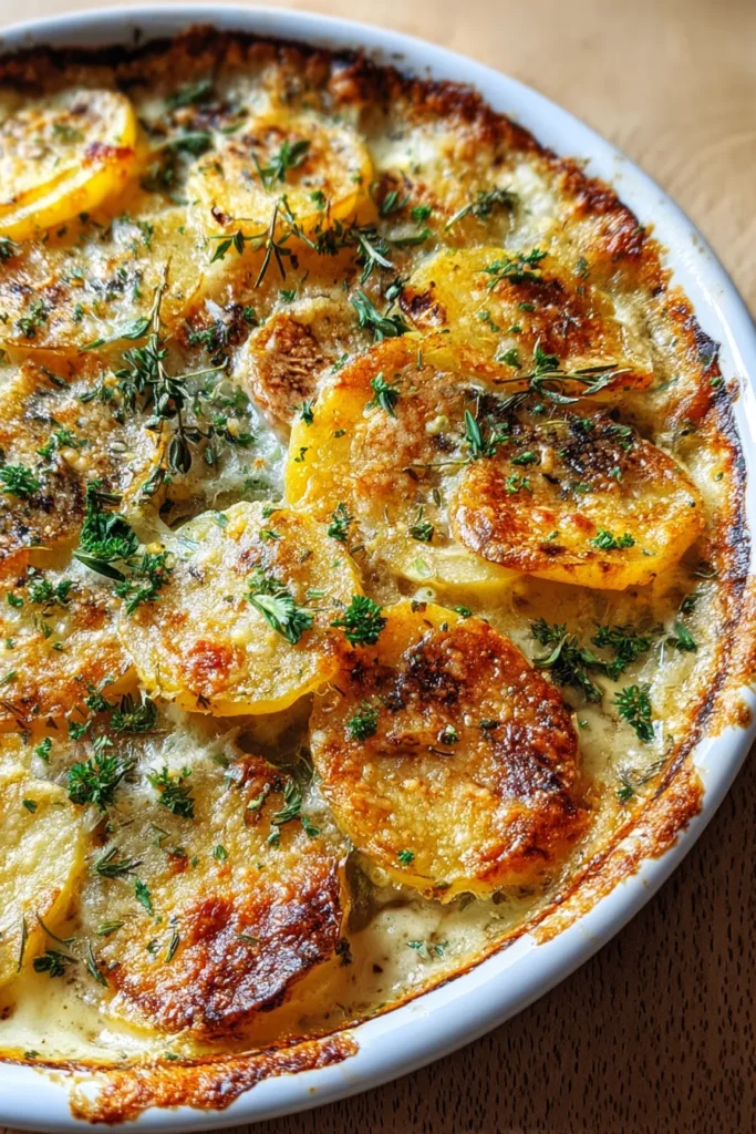 Buttery Baked Potato Gratin with Herb Crust