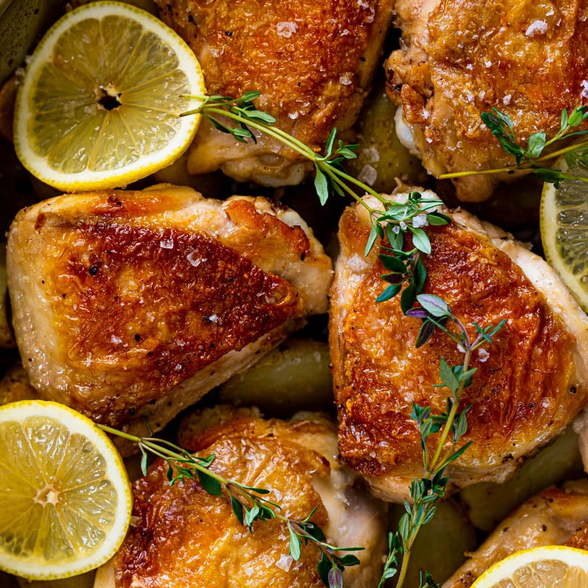 Bitter-Sweet Glazed Chicken Thighs with Lemon and Thyme