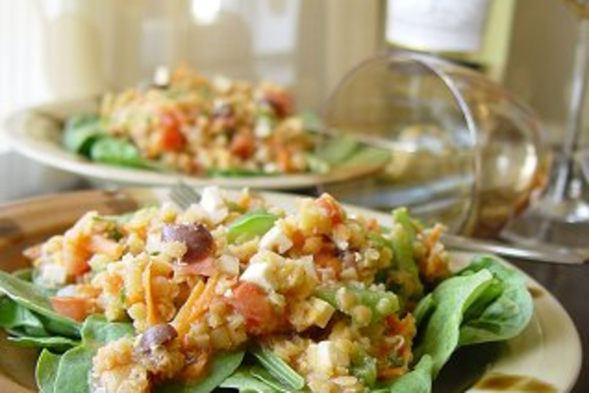 Half-Bean Lentil and Spinach Salad