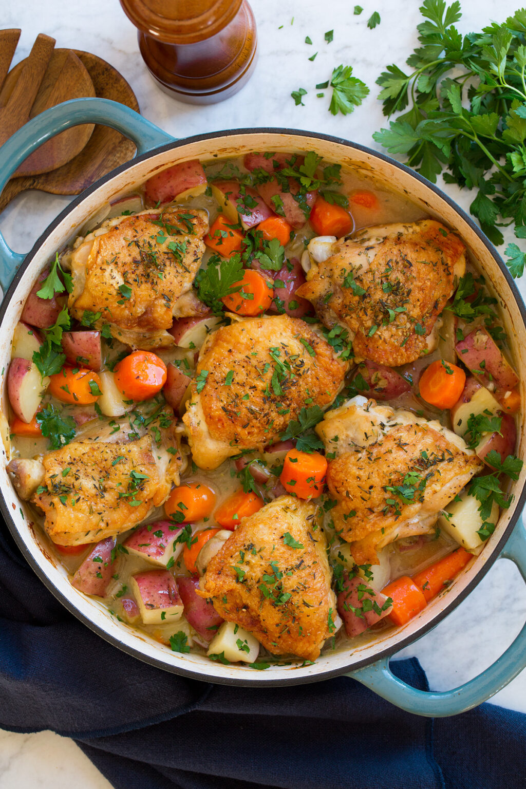 Beer-Braised Chicken Thighs with Root Vegetable Stew