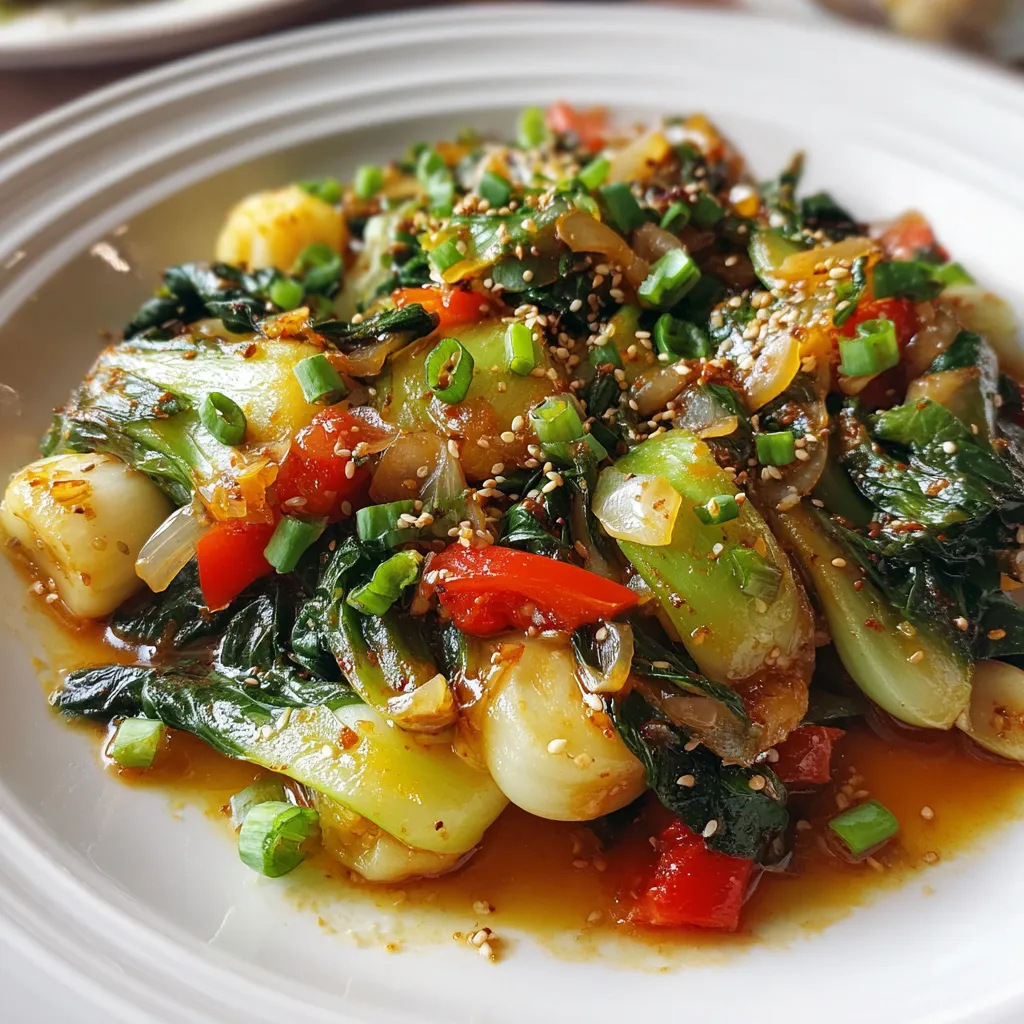 Ginger Stir-Fried Bok Choy and Bell Peppers