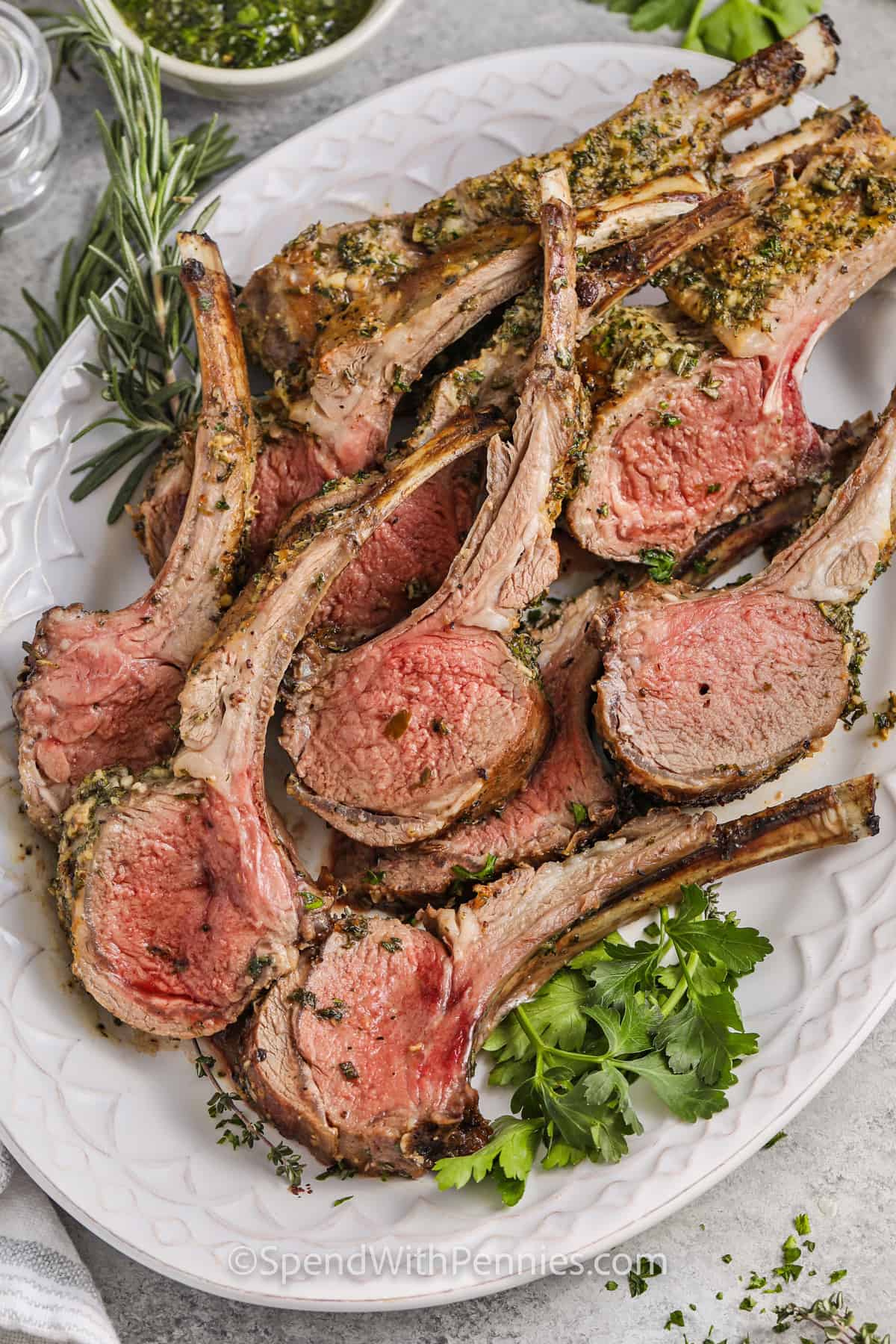 Herb-Roasted Rack of Lamb with Cherry Sauce