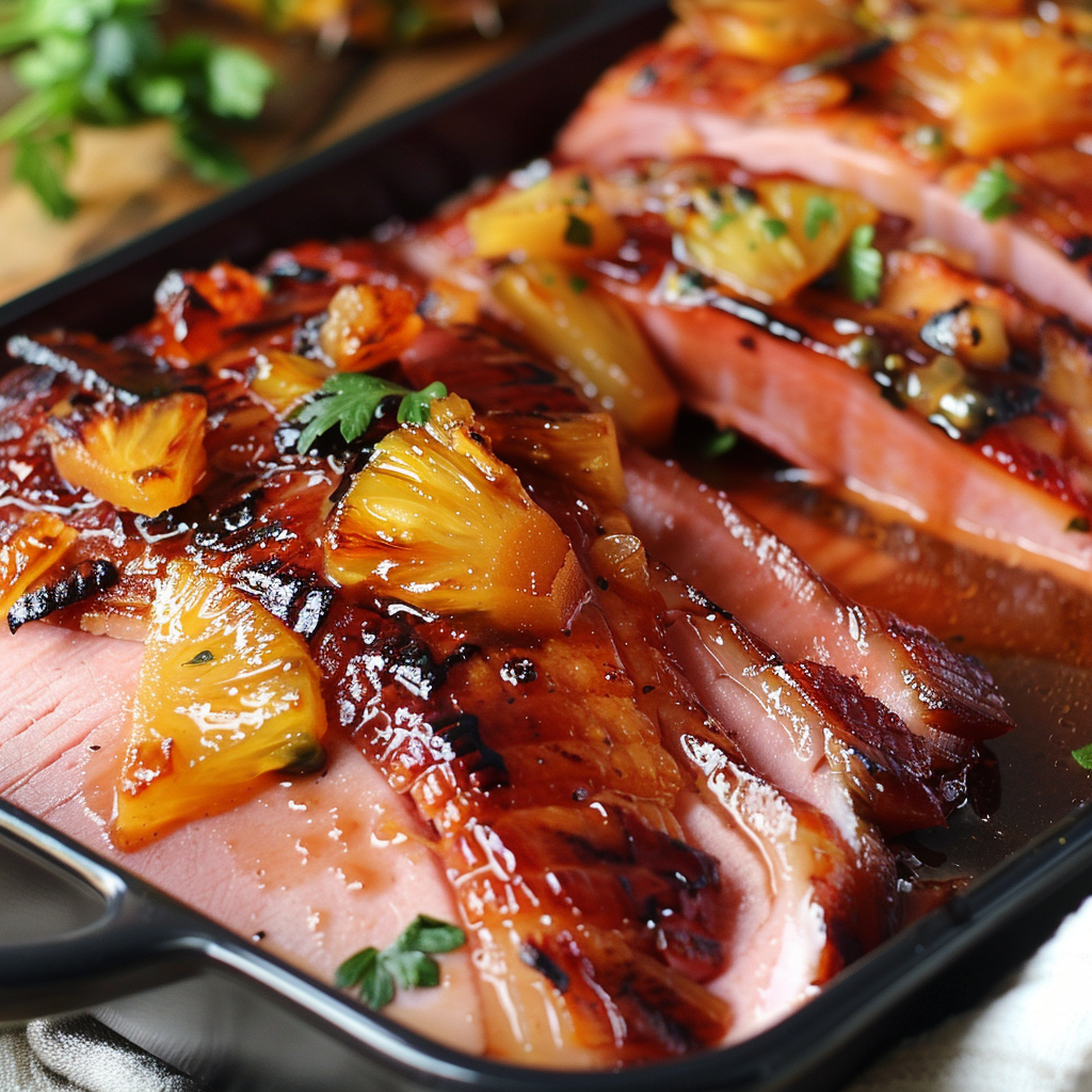Hawaiian Baked Ham with Pineapple and Dijon Glaze