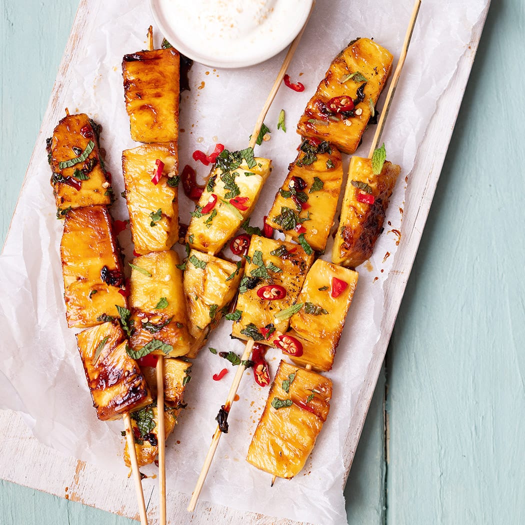 Spicy Pineapple Plantain Skewers