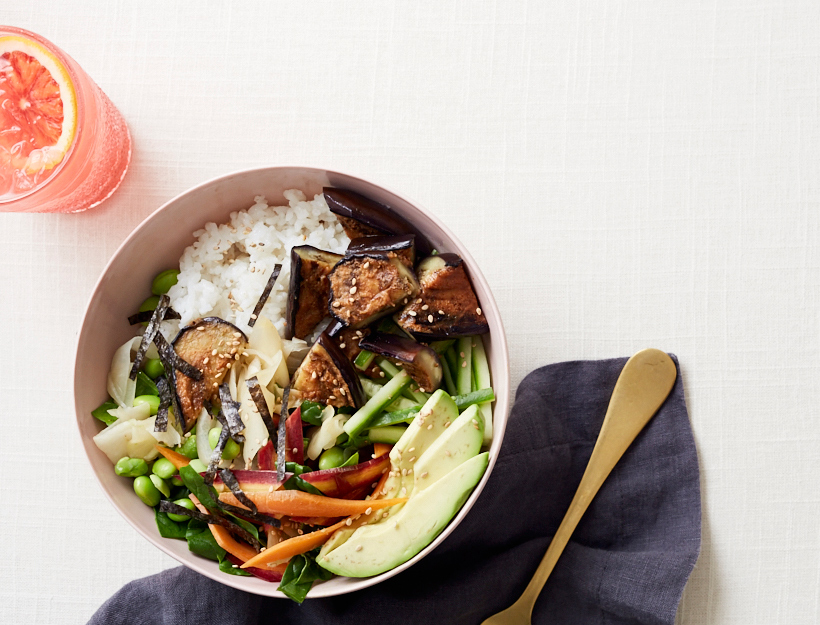 Miso-Glazed Eggplant and Tofu Bowl
