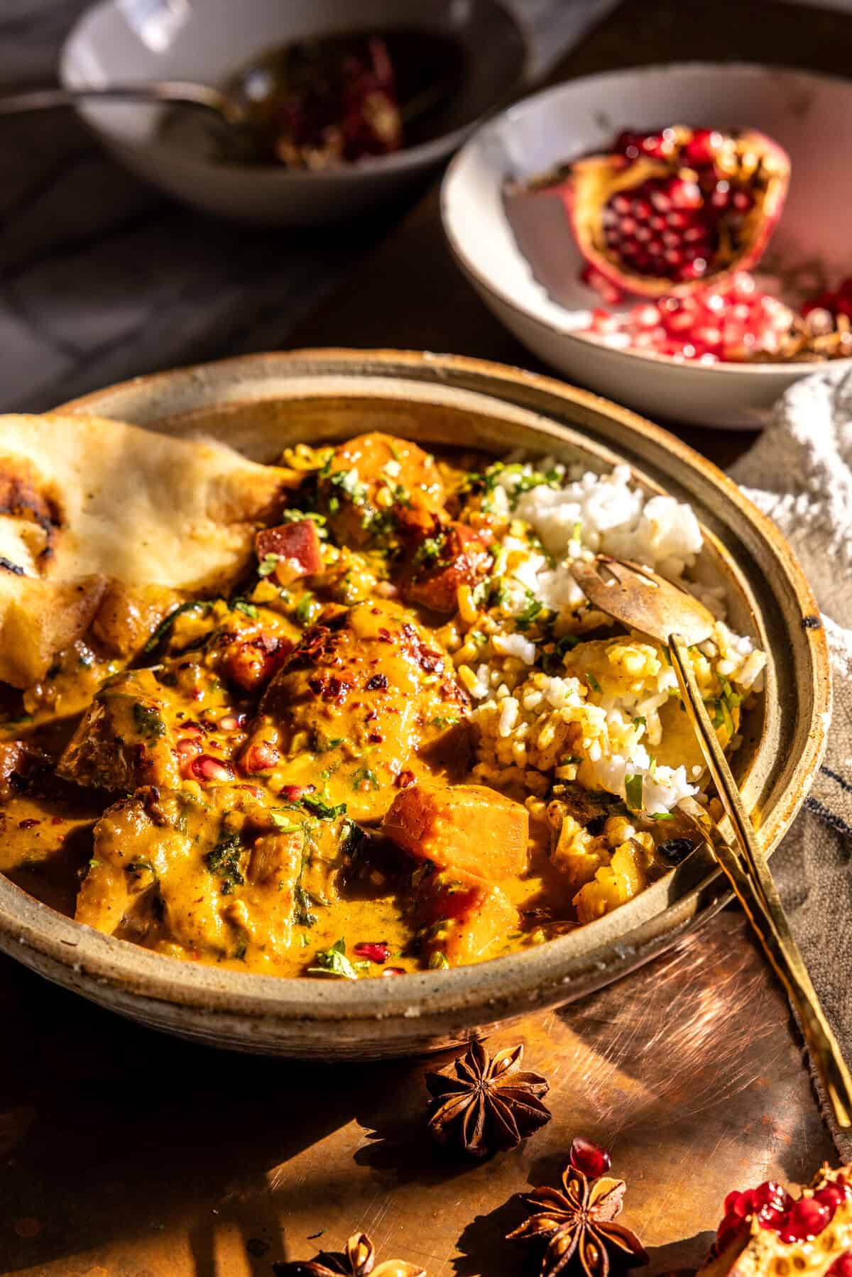 Coconut-Curry Roasted Sweet Potatoes with Pineapple