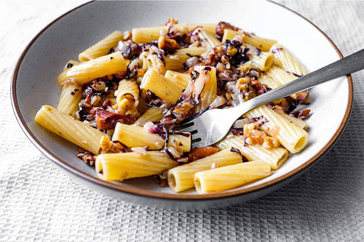 Radicchio and Orange Pasta with Dark Chocolate