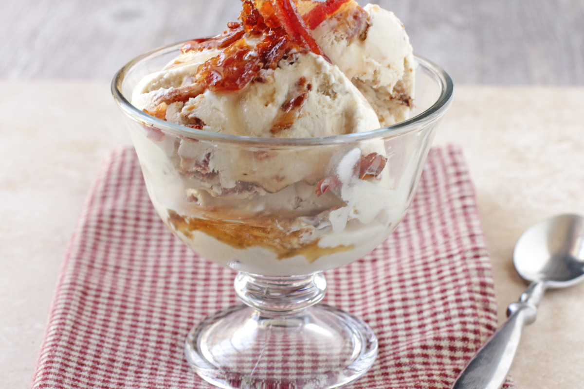 Maple-Bacon Swirl Ice Cream with Toasted Pecans