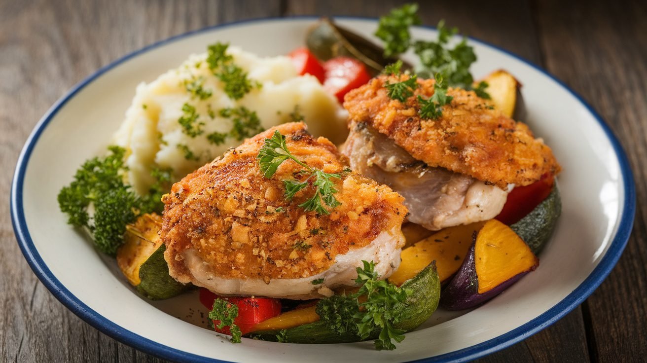 Pan-Crisped Chicken Thighs with Almond and Herb Crust