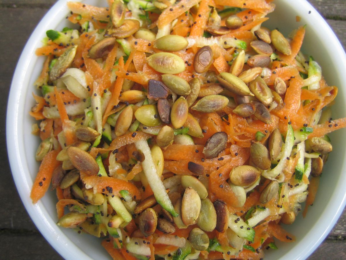 Miso-Glazed Carrot and Zucchini Salad with Sesame Seeds
