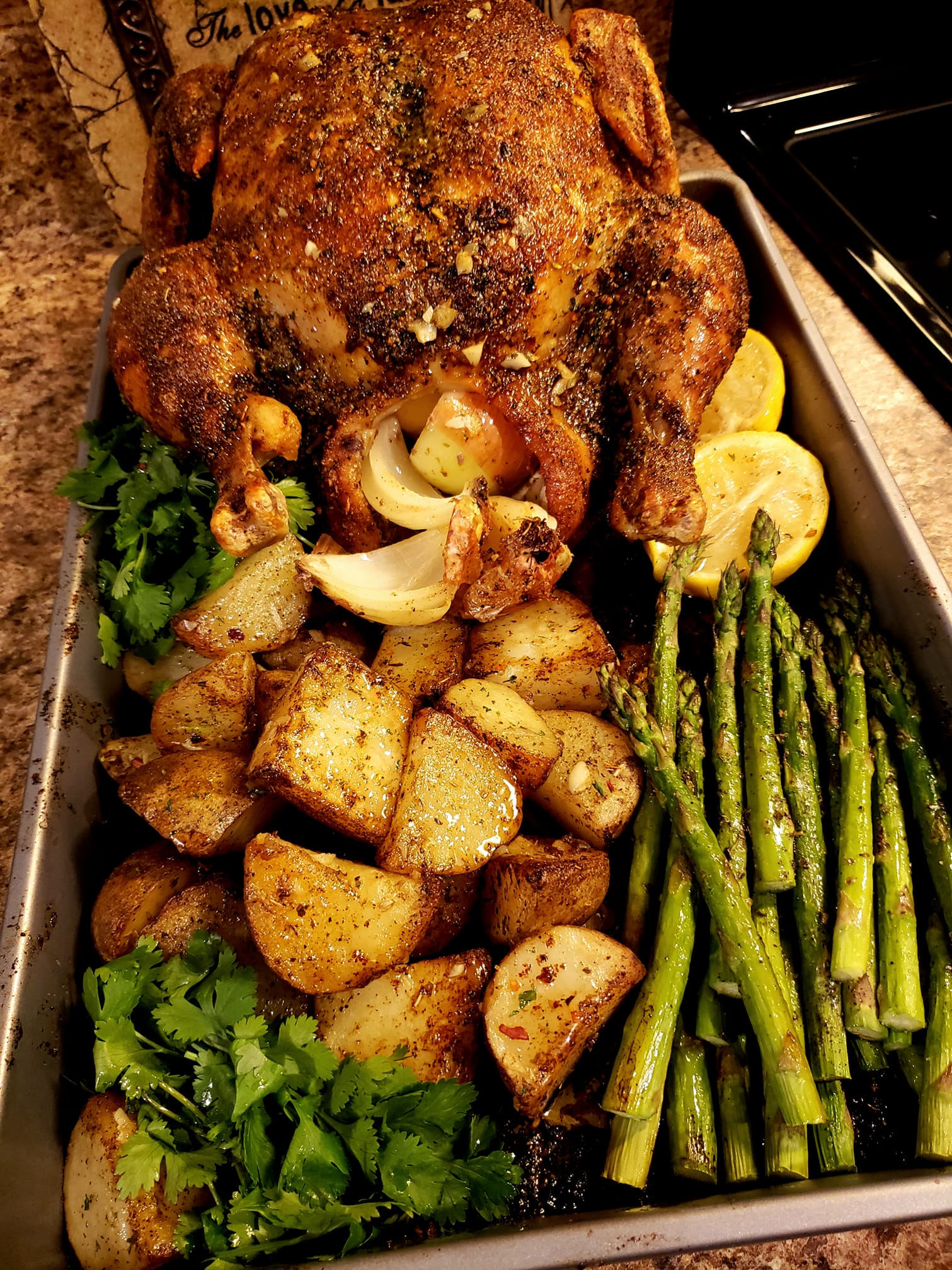 Garlic and Thyme Sear Chicken with Roasted Asparagus
