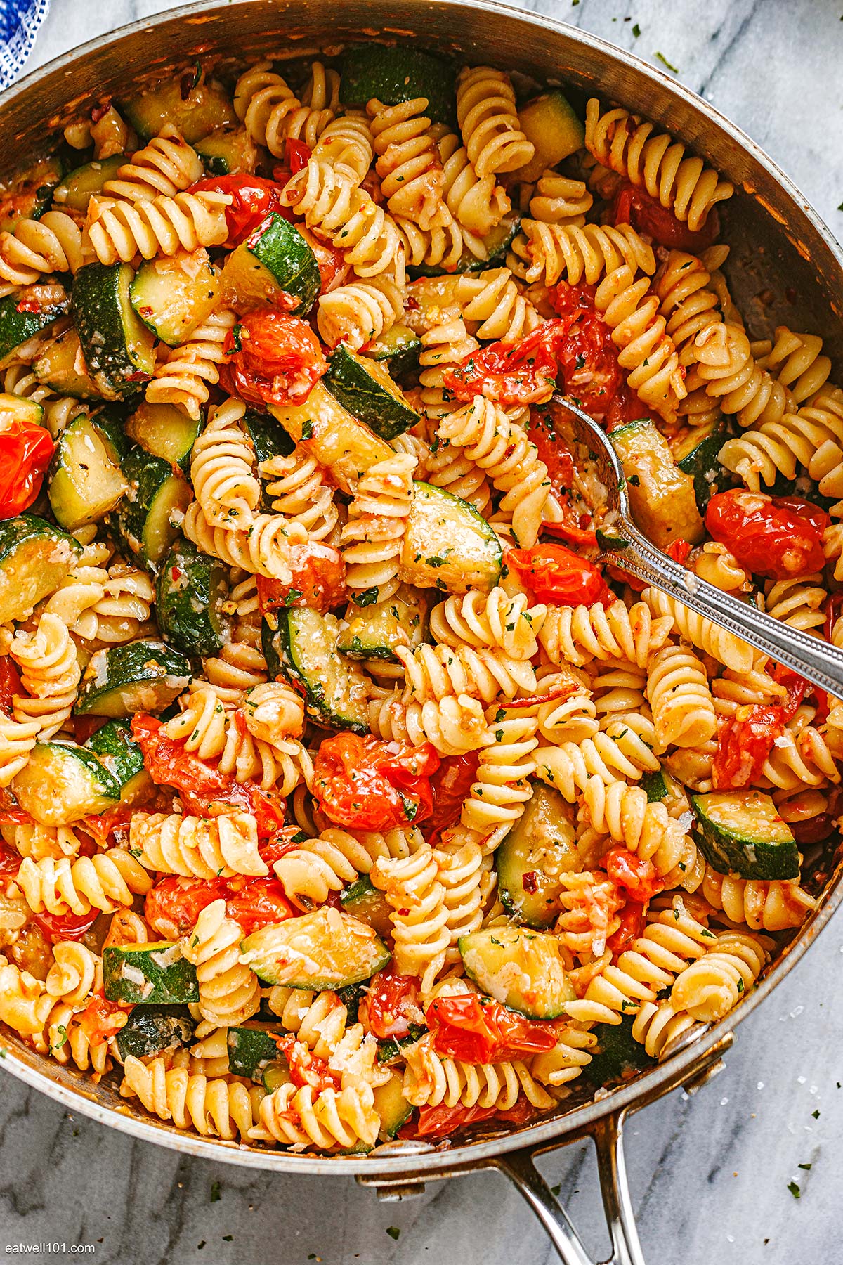 Sautéed Zucchini and Cherry Tomato Pasta with Lemon Zest
