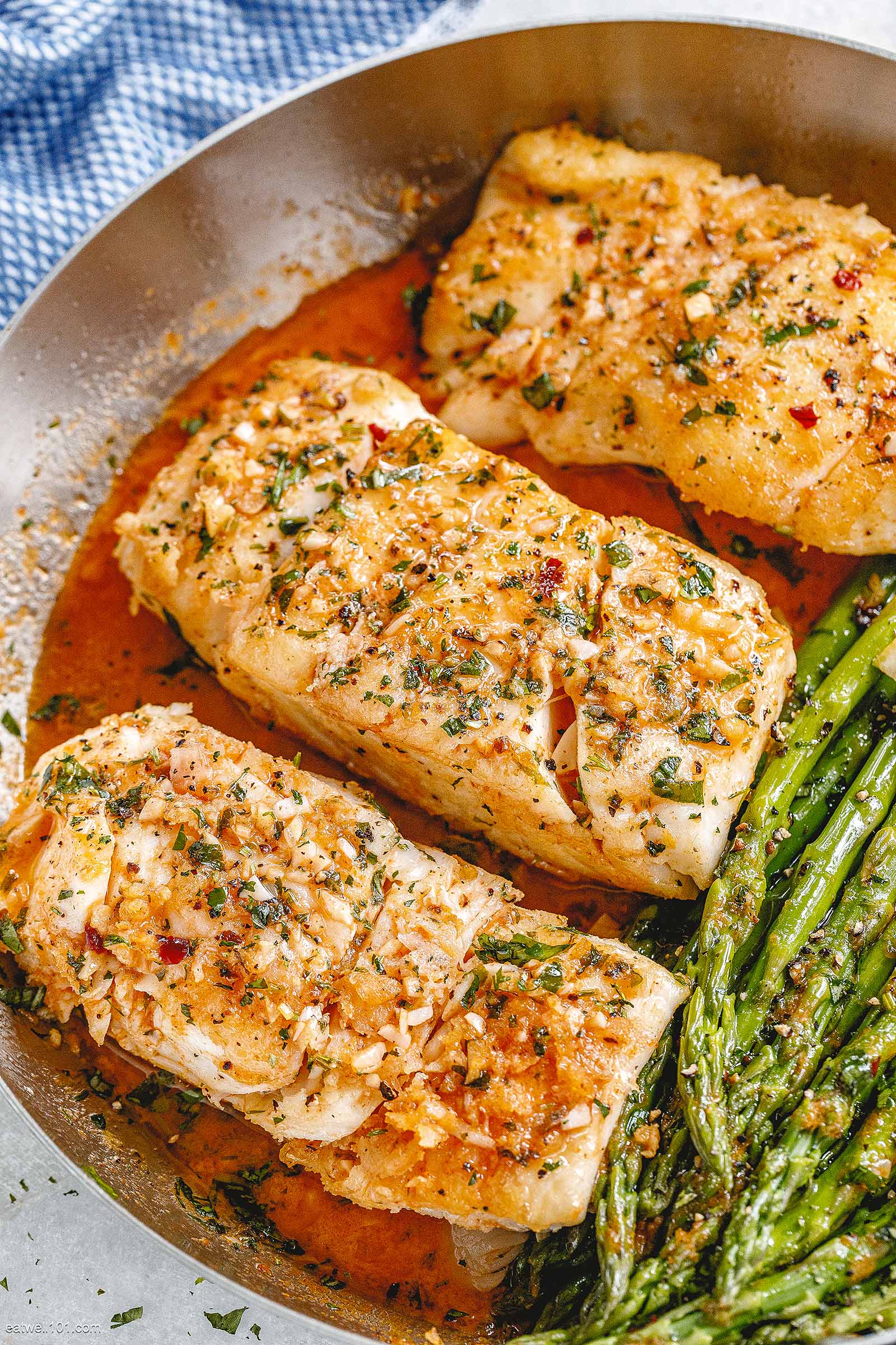 Lemon-Dill Crusted Cod with Lemon-Glazed Asparagus
