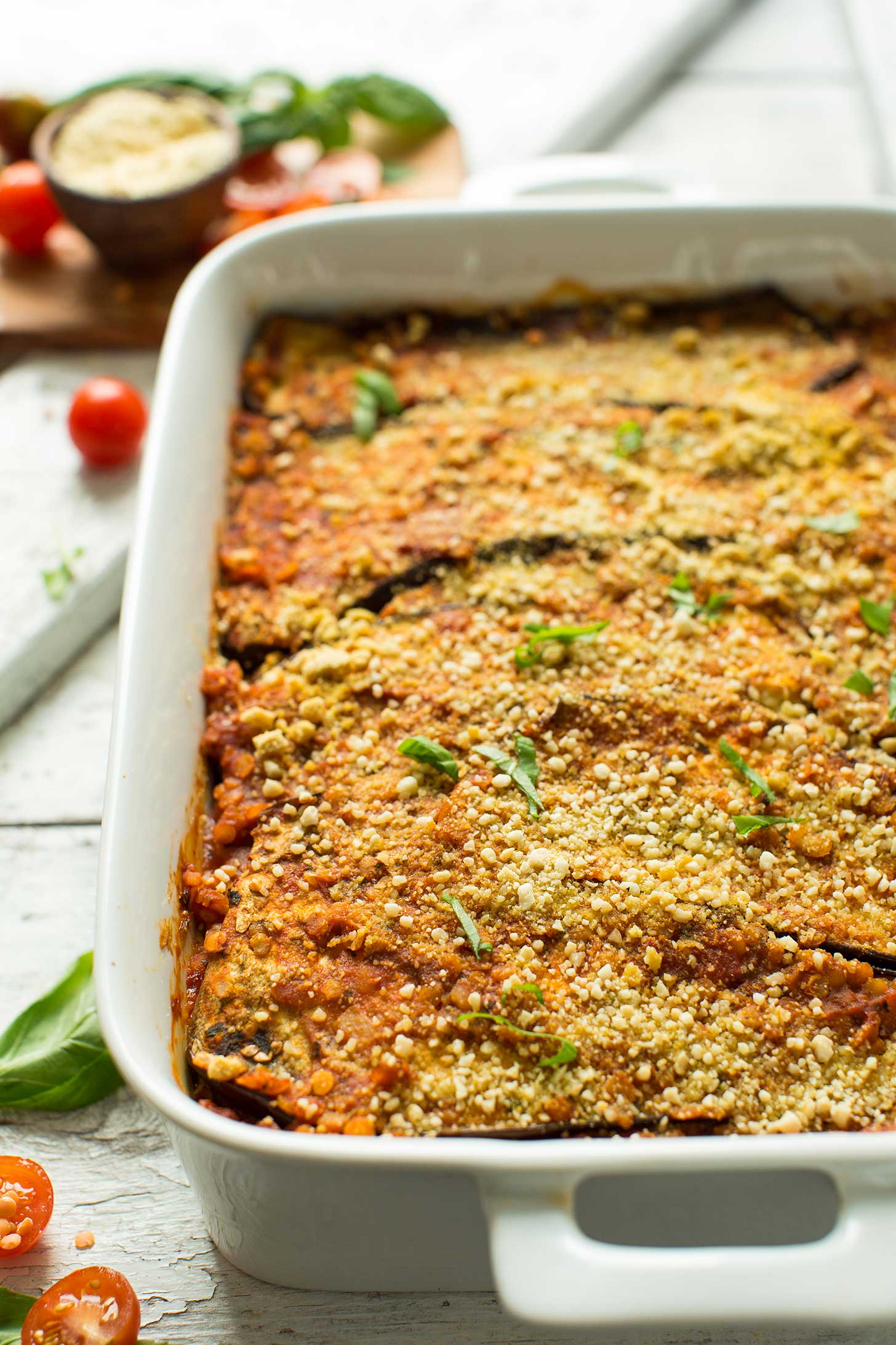 Lentil and Vegetable Lasagna with Carrot Puree Sauce