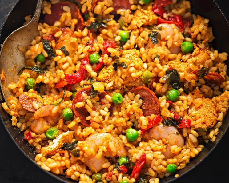 Saffron Chicken and Seafood Paella