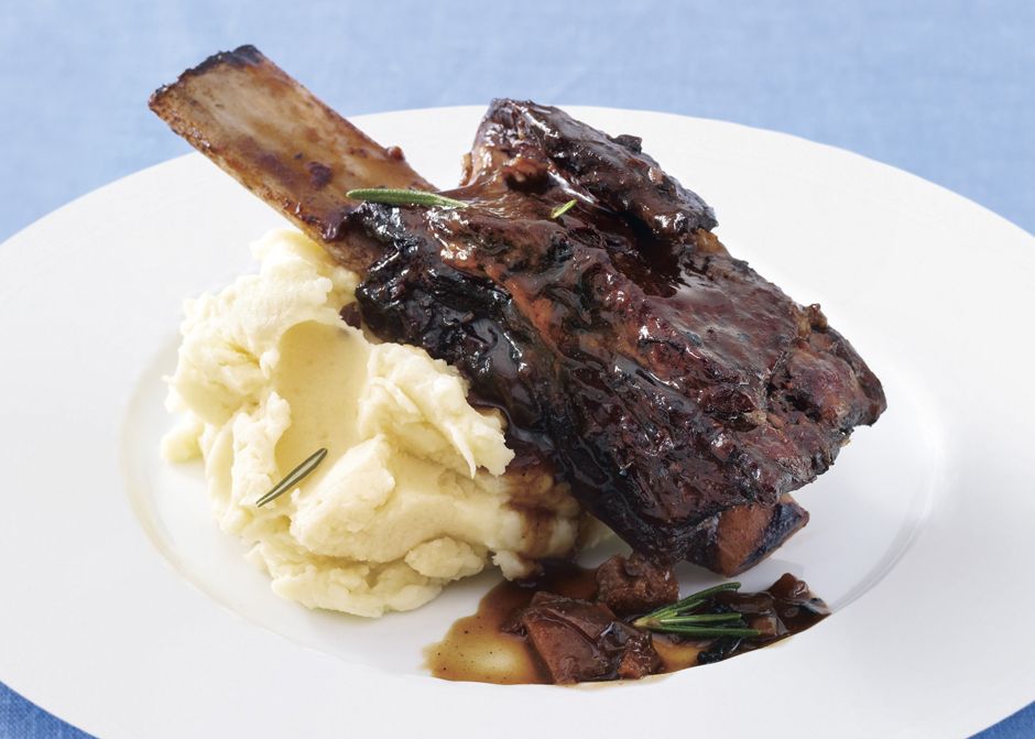 Slow-Braised Beef Short Ribs with Carrot and Parsnip Puree