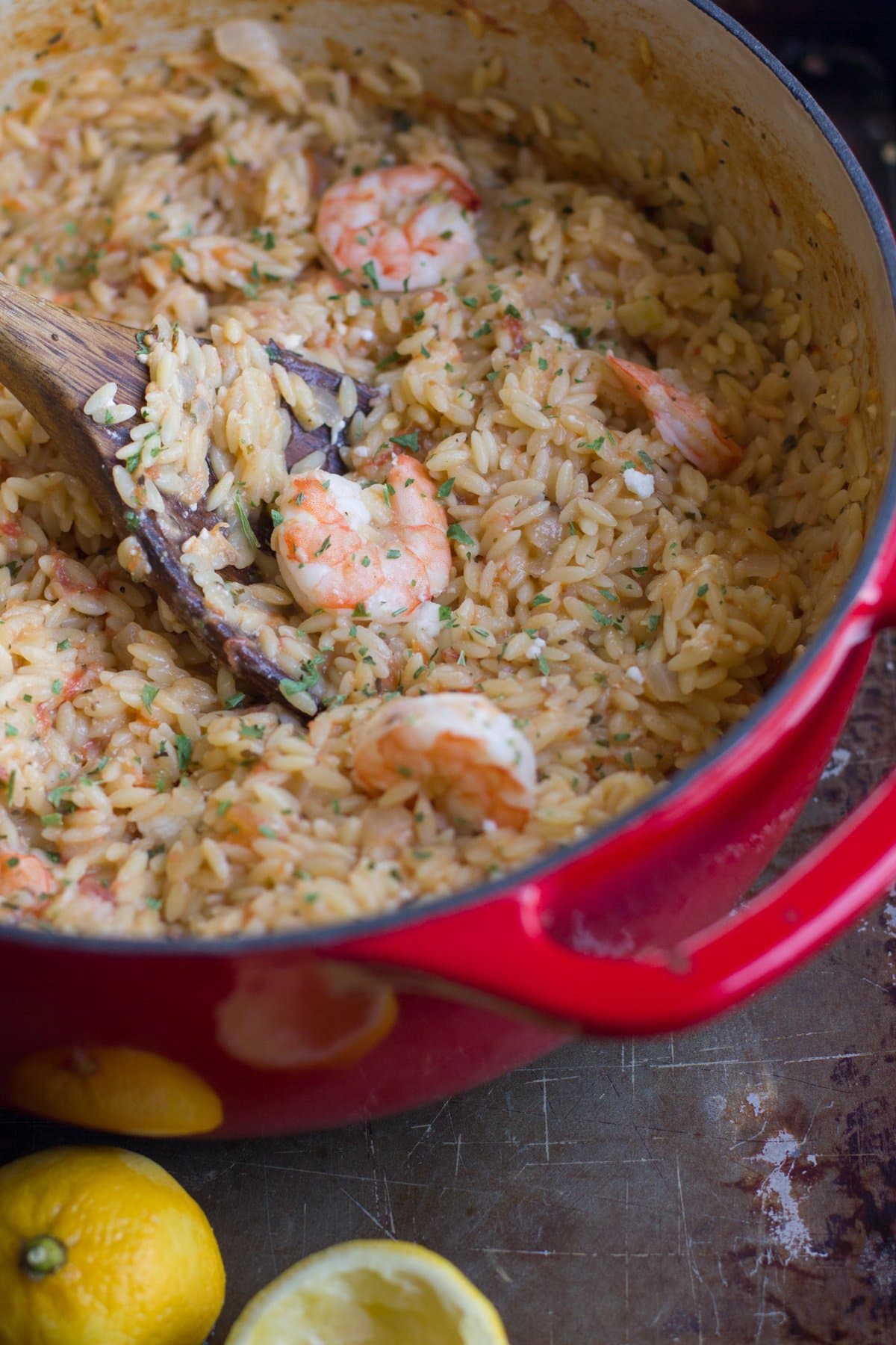 One-Pot Lemon-Garlic Shrimp and Orzo
