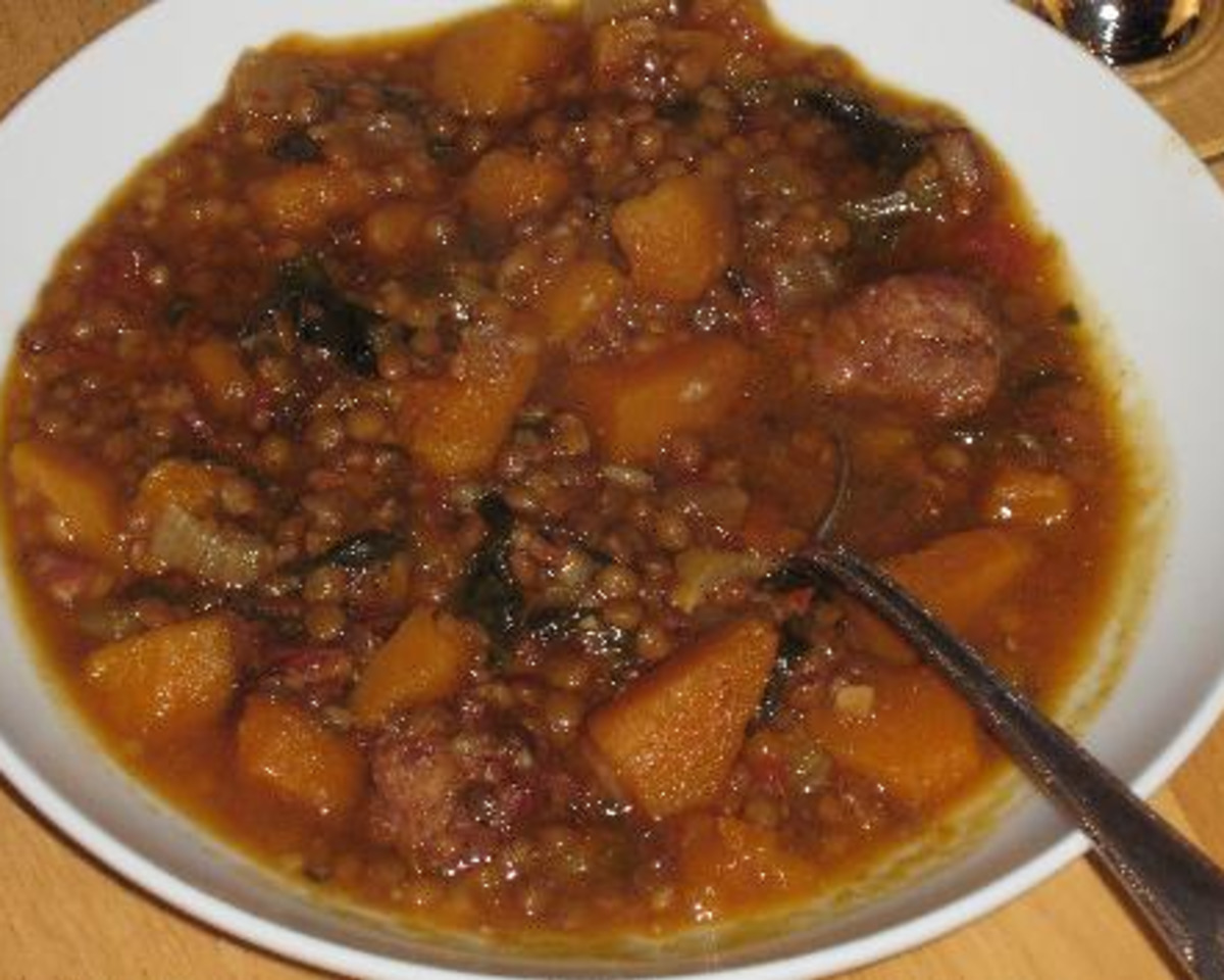 Slow Cooker Herb-Roasted Butternut Squash and Lentil Stew